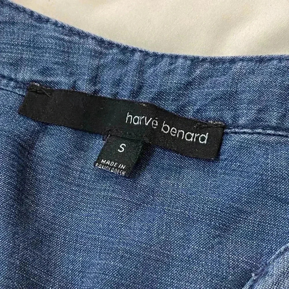 🎈Harve Bernard women blue tunic sleeveless long back chambray lagenlook dress S - Picture 6 of 7